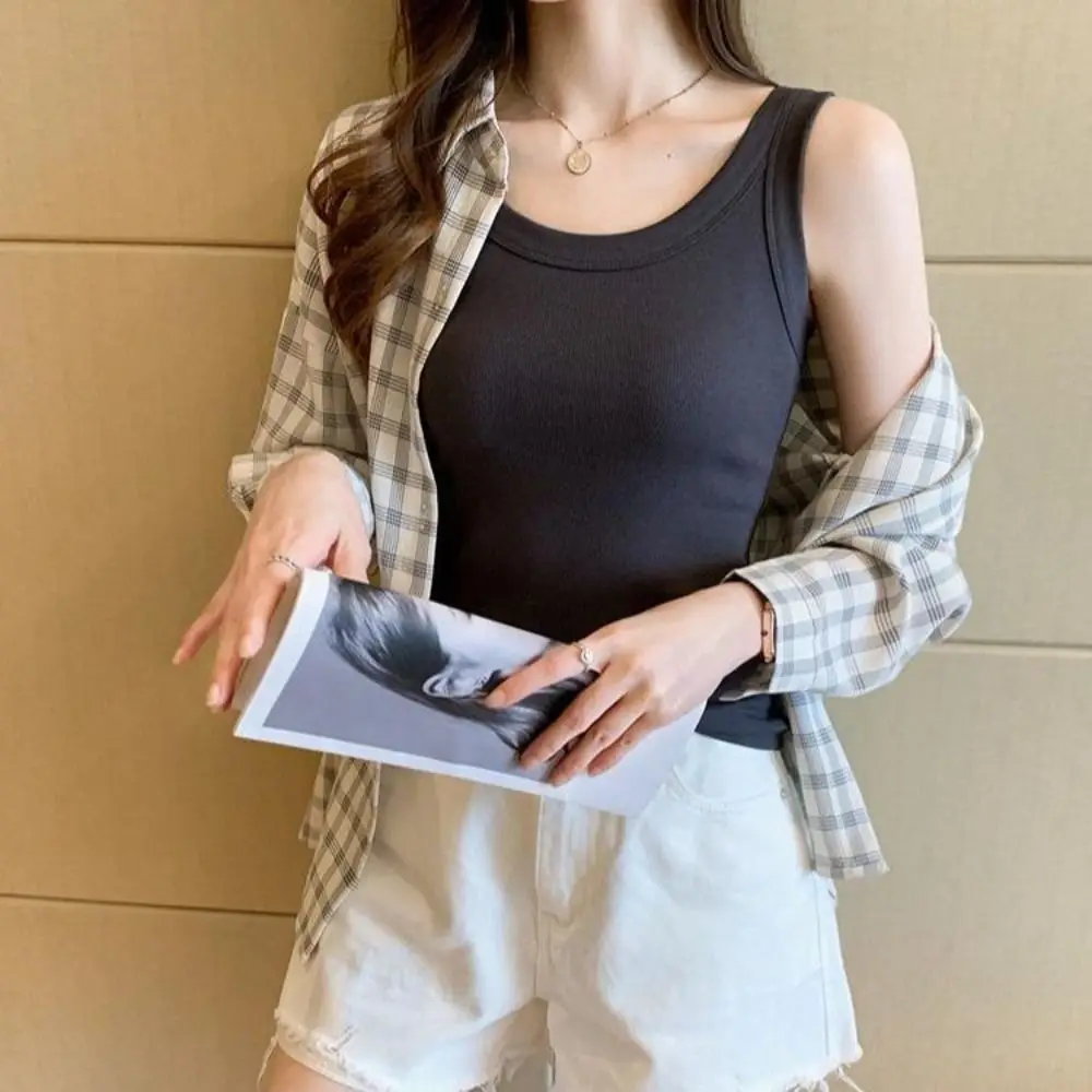 Простая однотонная майка с внутренним/внешним ремнем летний топ облегающий