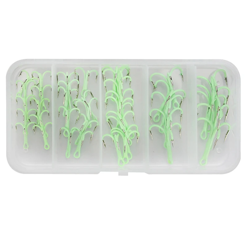 

40PCS/Lot Luminous Fishing Hooks Fishhooks Fishing Supplies Lures Glow In Night 2 4 6 8 10 Fishing Accessories