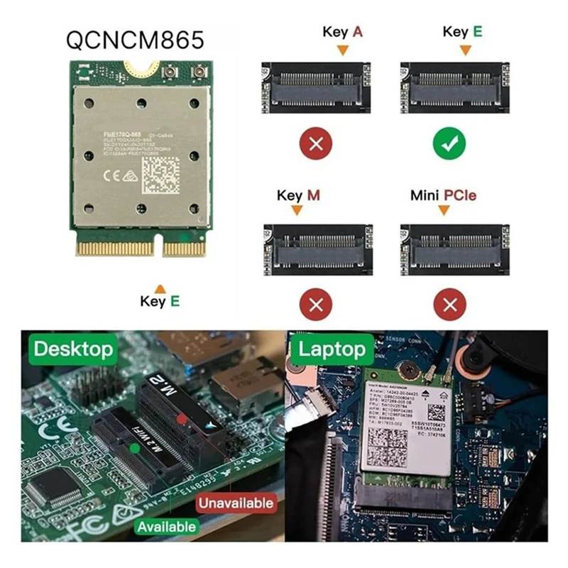 Фото Беспроводная сетевая карта WiFi7 QCNCM865 Bluetooth 5.4, трехдиапазонная 2.4G/5G/6ГГц, 5800M, M.2 NGFF, беспроводной сетевой адаптер-A31R №4