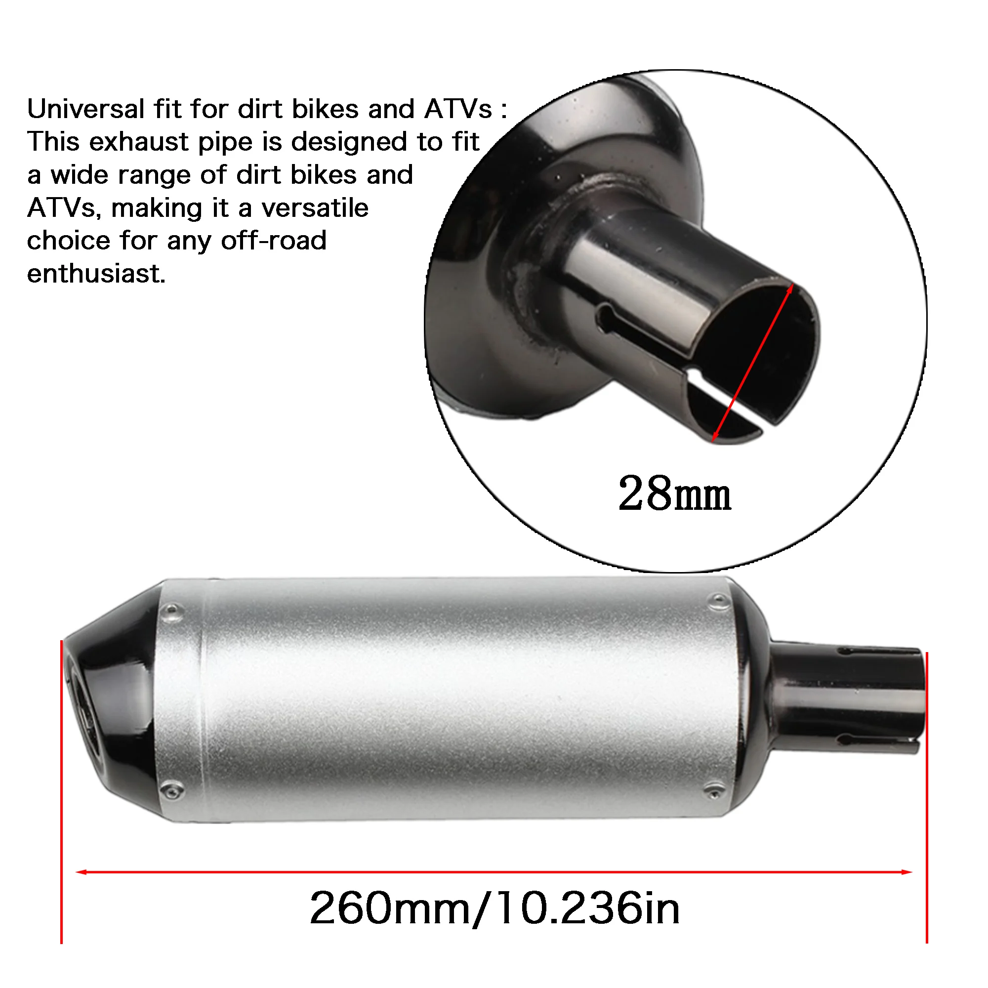 Выхлопной глушитель для мотоцикла 28 мм модель 110 125cc 150cc внедорожник квадроцикла