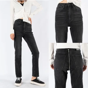119581 2021 Autumn Winter New Zipper Jeans Women Fashion Classic Brand Luxury Design  Elastic High Waist Straight Pants A2