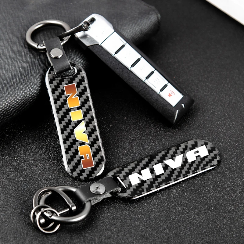 

For lada niva Car Accessories custom color nameplate metal keychain carbon fiber