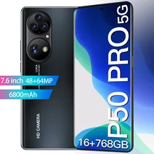 2021 New Global Version Cell Phone P50 Pro Android11.0 7.6Inch Full Screen 16GB+768GB 48MP+64MP Memory 5G Network Smartphone