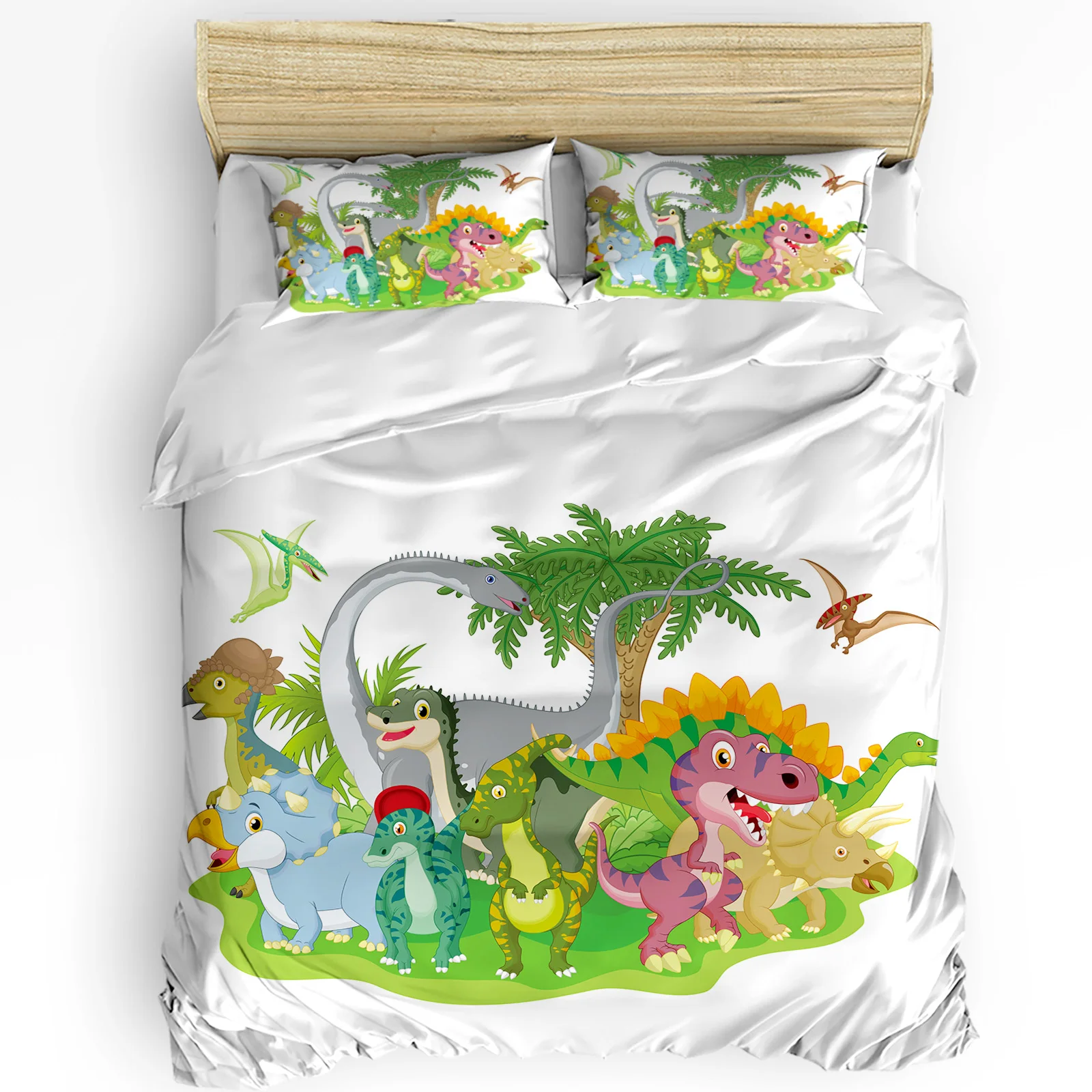 

Комплект постельного белья из 3 предметов, домашний текстиль с изображением динозавра, пододеяльник, наволочка для мальчиков, девочек-подро...