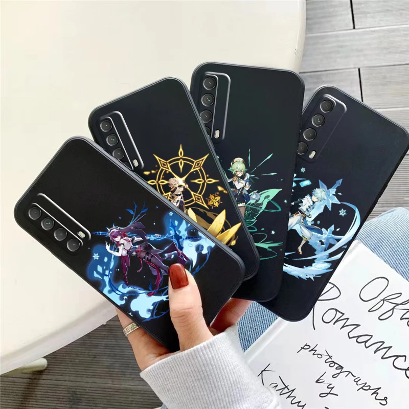 

Genshin Impact Project Game Phone Case For Huawei Honor 7A 7X 8 8X 8C 9 V9 9A 9X 9 Lite 9X Lite Coque Black Soft Liquid Silicon