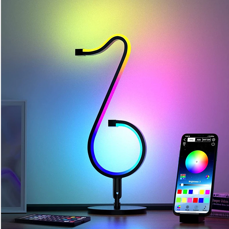 Note Shaped RGB Music Sound Control App Control Pickup Voice Activated Rhythm Lights Color Ambient LED Light Bar Ambient Light