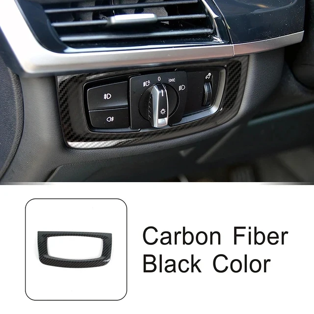

Внутренняя консоль для кнопочного переключателя фары, рамка для BMW X5 F15 X6 F16 2015-18, украшение, узор из углеродного волокна, отделка, автомобильный аксессуар
