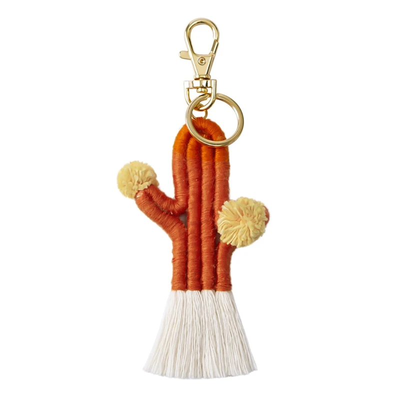 

Women Girls Boho Weaving Cactus Tassel Keychain Bag Keyring Holder Wallet Purse Pendant Decorations