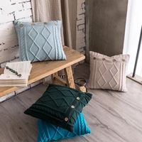 nordic style rhombus lattice twist cushion cover 45x45cm knitted solid color pillow case for sofa living room home decoration