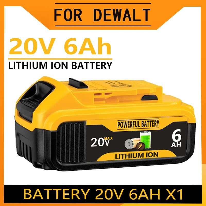 

100% оригинальная литиевая батарея 18 в 20 в 6000 мАч 18650 для перезаряжаемого электроинструмента DeWalt, батарея DCB205 DCB204-2 20 в DCB206