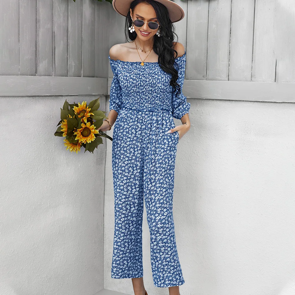 

Nowsaa Jumpsuits Women Wide Leg Pants Summer Sexy Slash-neck Off The Shoulder One Piece Sexy Work Streetwear Casual Overalls
