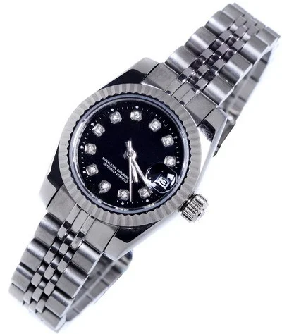 

women mechanical watch automatic diamond gold black