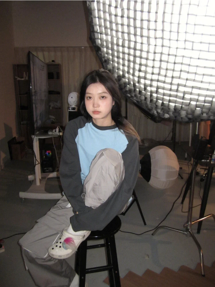 Футболка женская с длинным рукавом винтажный Топ в стиле Харадзюку модная