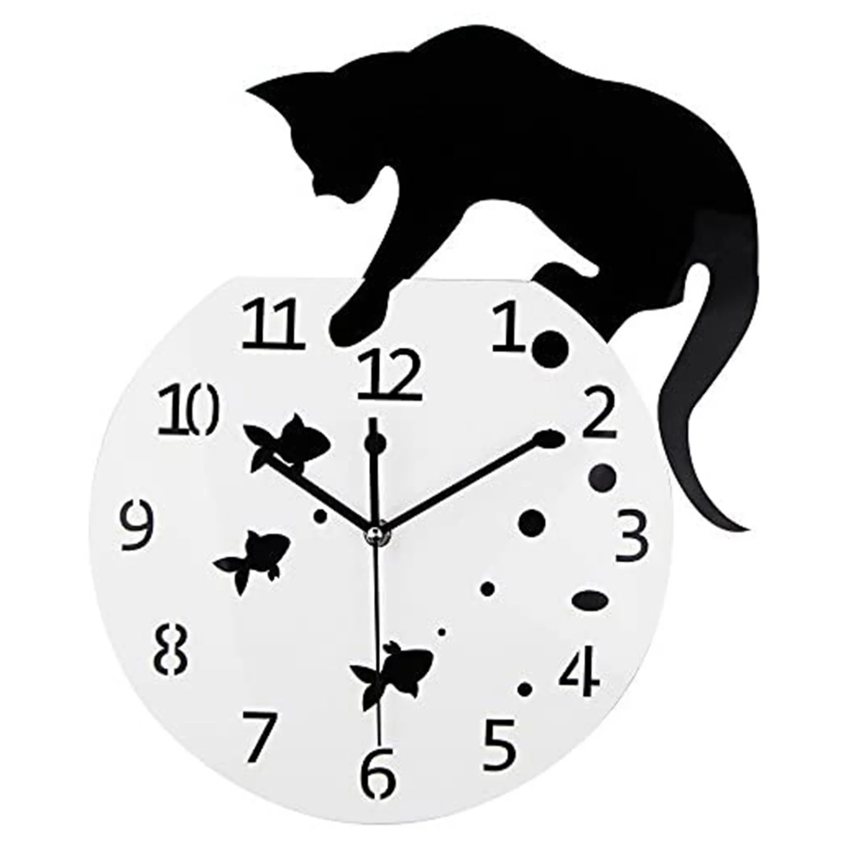 

Cat Wall Clock Solid Wood Wall Clock Living Room Simple Household Silent Clock Bedroom Wall-Mounted Quartz Clock