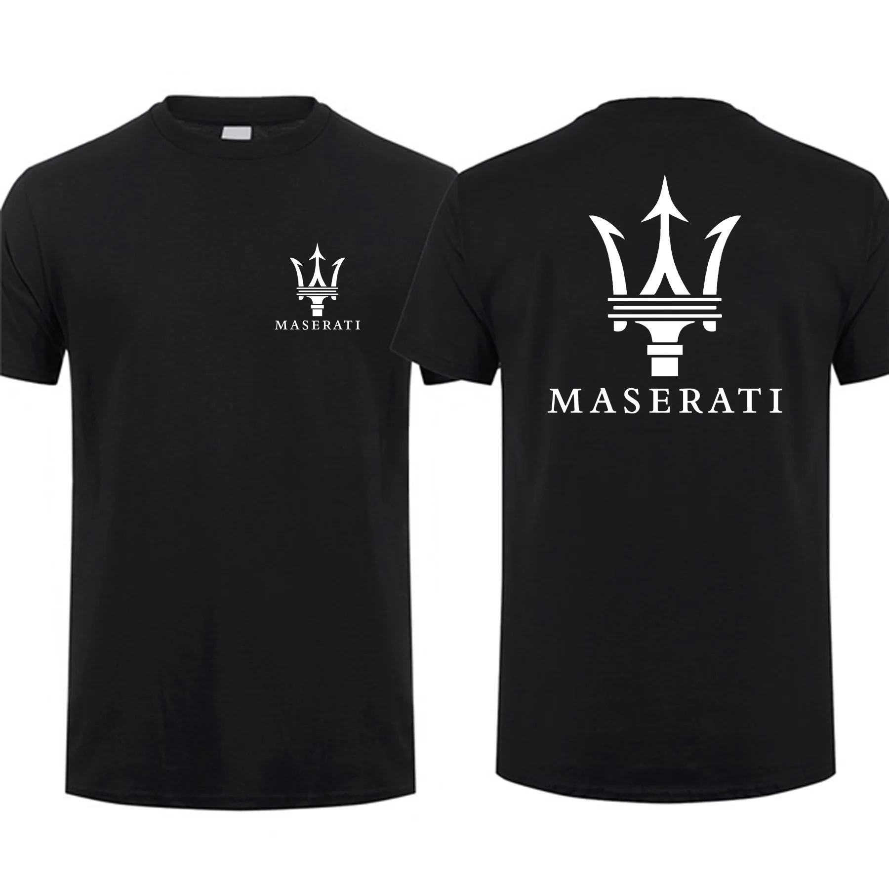

Удивительные футболки, мужская классическая футболка с логотипом Maserati, двухсторонняя Повседневная футболка оверсайз, мужские футболки, гр...