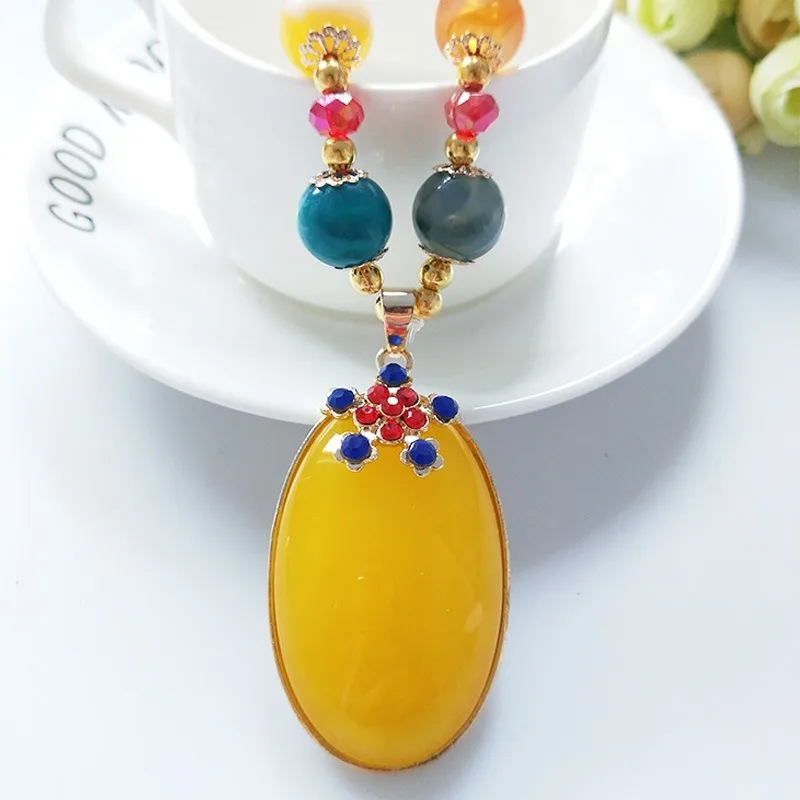 

Подвеска из натурального желтого халцедона ручной работы, модные ювелирные изделия из бутика, ожерелье в виде капли с инкрустацией 925 для му...