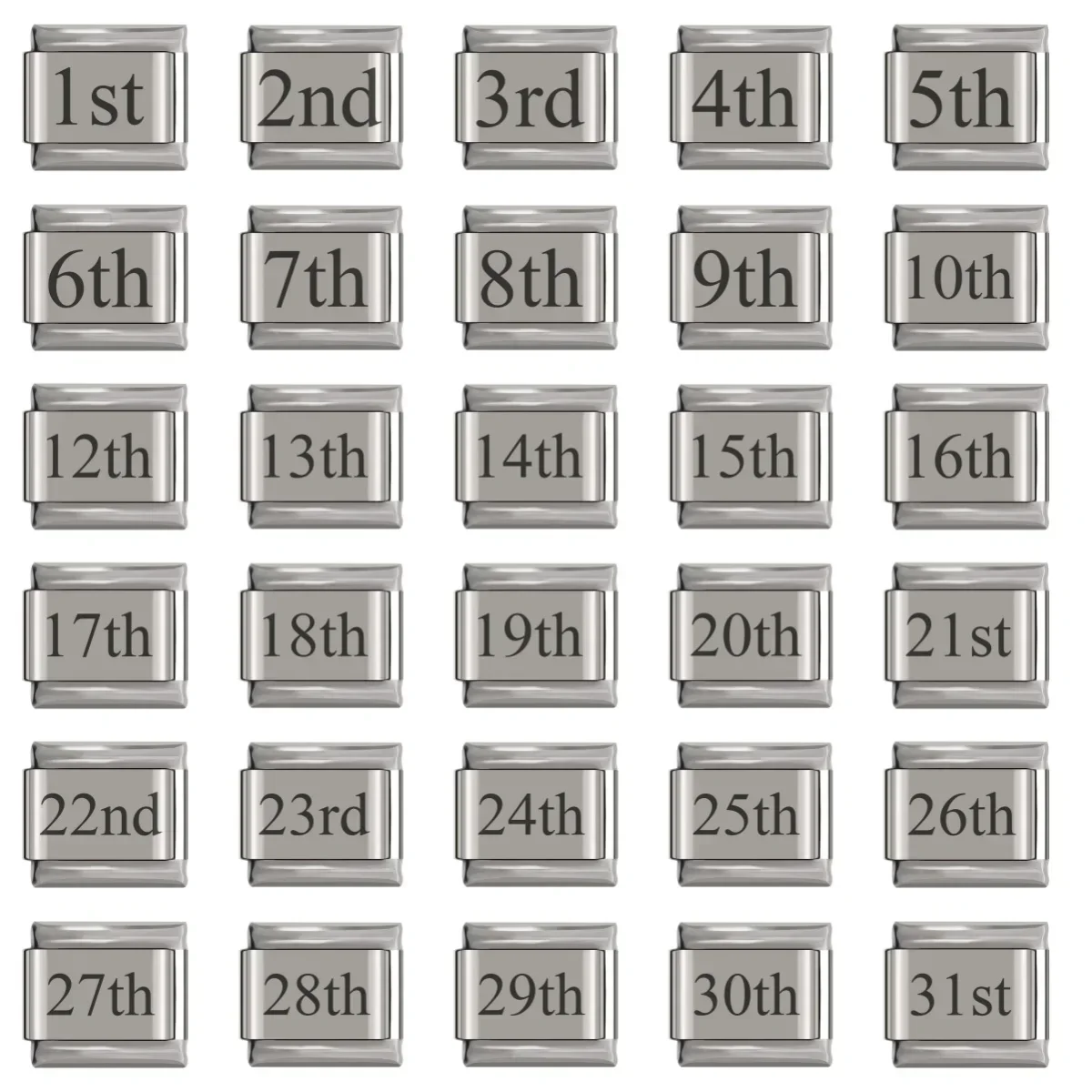 Фото 2024 Новая мода 1st-31st Дата Итальянские подвески-звенья подходят для браслета 9 мм из нержавеющей стали для женщин и мужчин Ювелирные изделия DIY Изготовление оптом №2