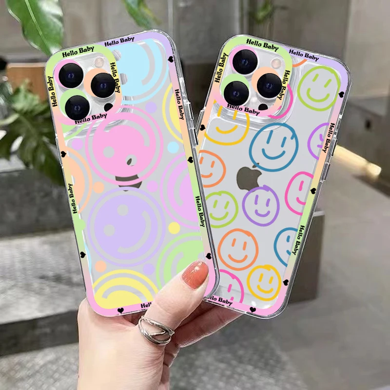 

Cute Cartoon Smile Flower Phone Case for iPhone 11 12 13 Mini Pro Max 14 Pro Max Case shell