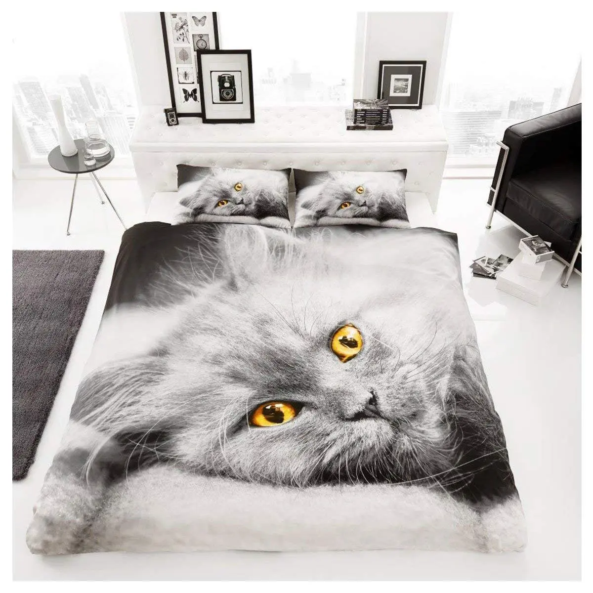 

GC GAVENO CAVAILIA Estampado Gaveno Cavailia Premium Colleciton-Juego edredón y Funda de Almohada, diseño de Gato en 3D, Polialg