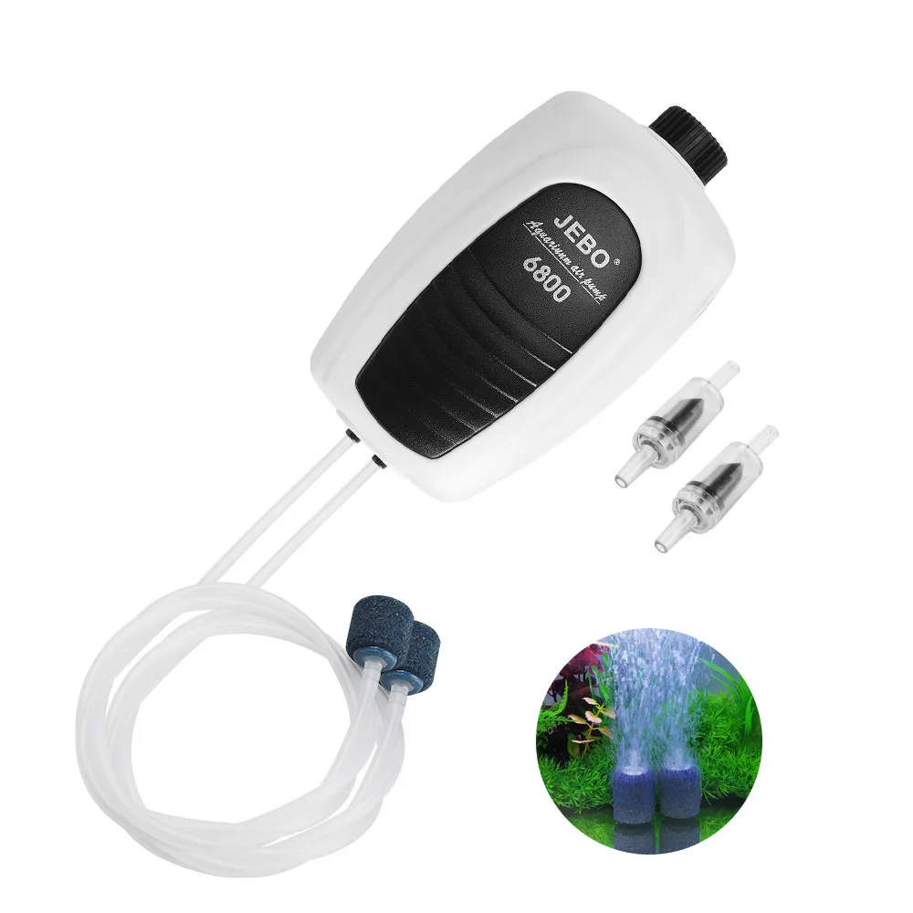 

JEBO Aquarium Air Pump Adjustable Air Volume Air Compressor Oxygen Airpump Single & Double Outlet Low decibel 220-240V