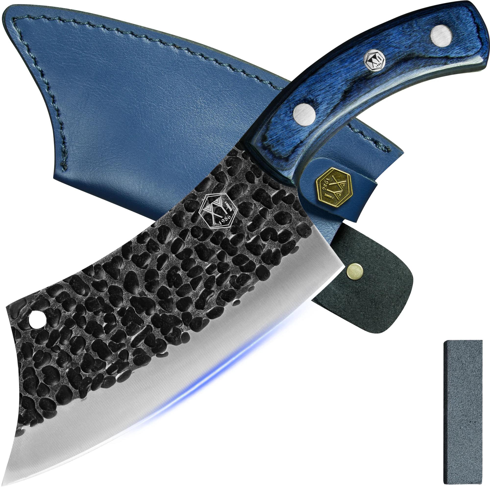 

XYj 6.2 Inch High Carbon Stainless Steel Kitchen Knife Tactical Knife Vegetable Meat Cleaver With Full Tang Wood Handle Sheath