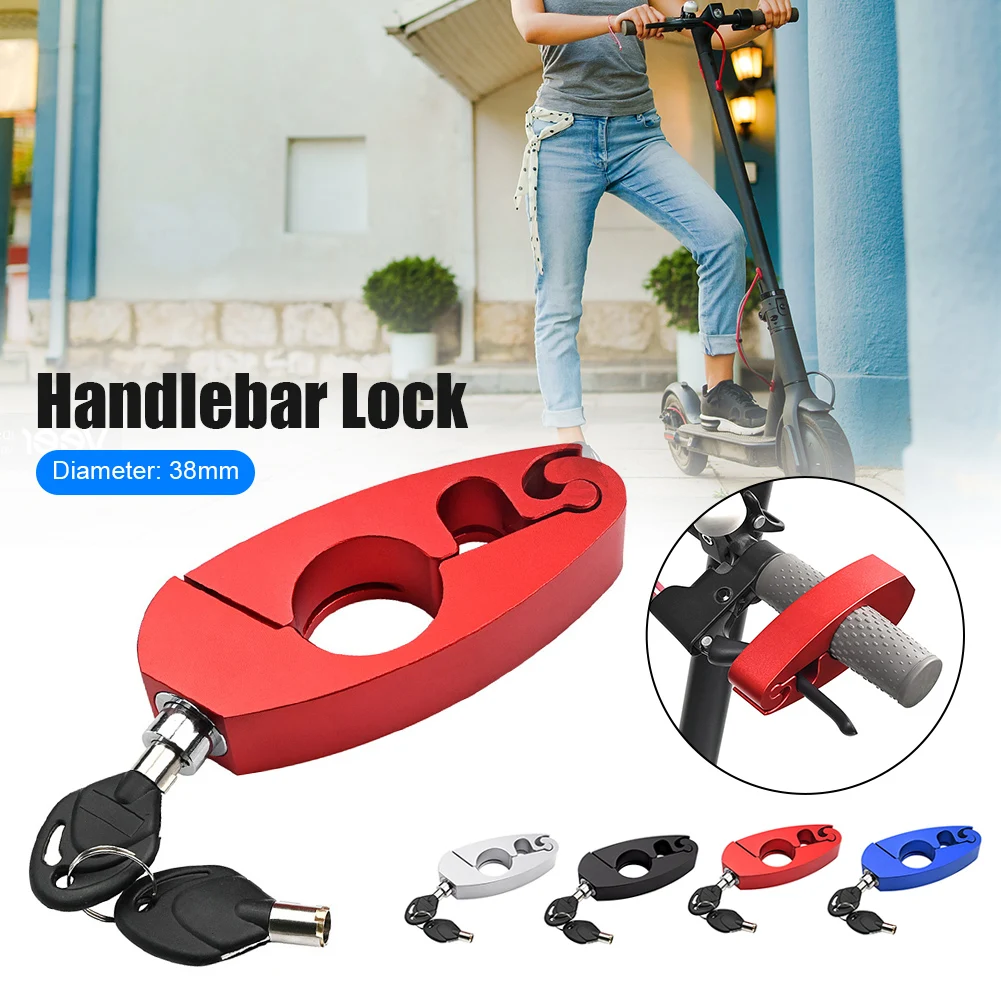 

E-Scooter Handlebar Lock Aluminum Alloy Anti-Theft Handlebar Grip Motorcycle Lock Protection Brake Lever Lock Scooter Parts