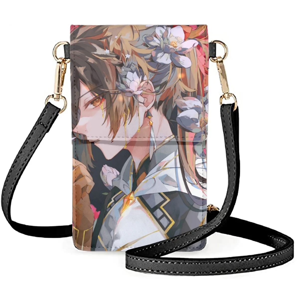 

Женская сумка-мессенджер на плечо FORUDESIGNS, кожаные кошельки, кредитница с рисунком аниме Genshin, с сенсорным экраном