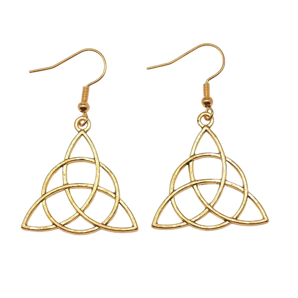 Серьги-подвески Triquetra с символом женские Винтажные висячие серьги модные