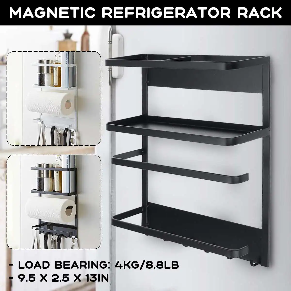 

Magnet Fridge Shelf Household Decorative Storage Rack Magnetic Refrigerator Washing Machine Organizer Spice Storage Rack