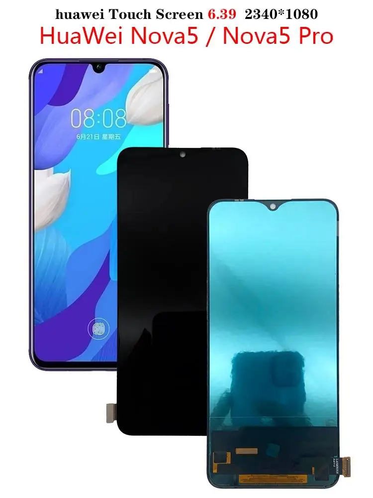 

AMOLED-экран для HUAWEI Nova 5 NOVA5, ЖК-дисплей с сенсорным экраном и дигитайзером в сборе, для Nova 5 pro 5PRO LCD