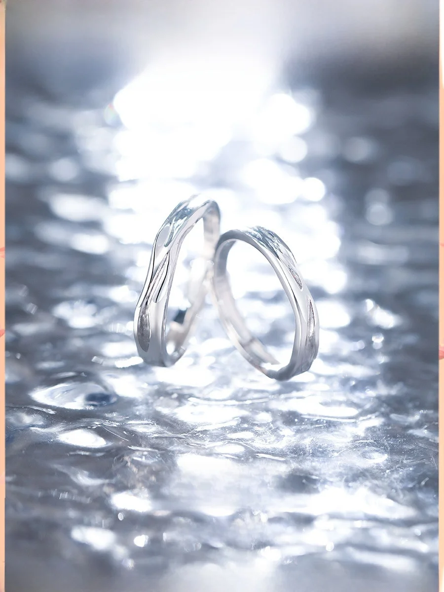 Кольцо для пары из чистого серебра 999 пробы женское и мужское дизайн 2024 новая пара