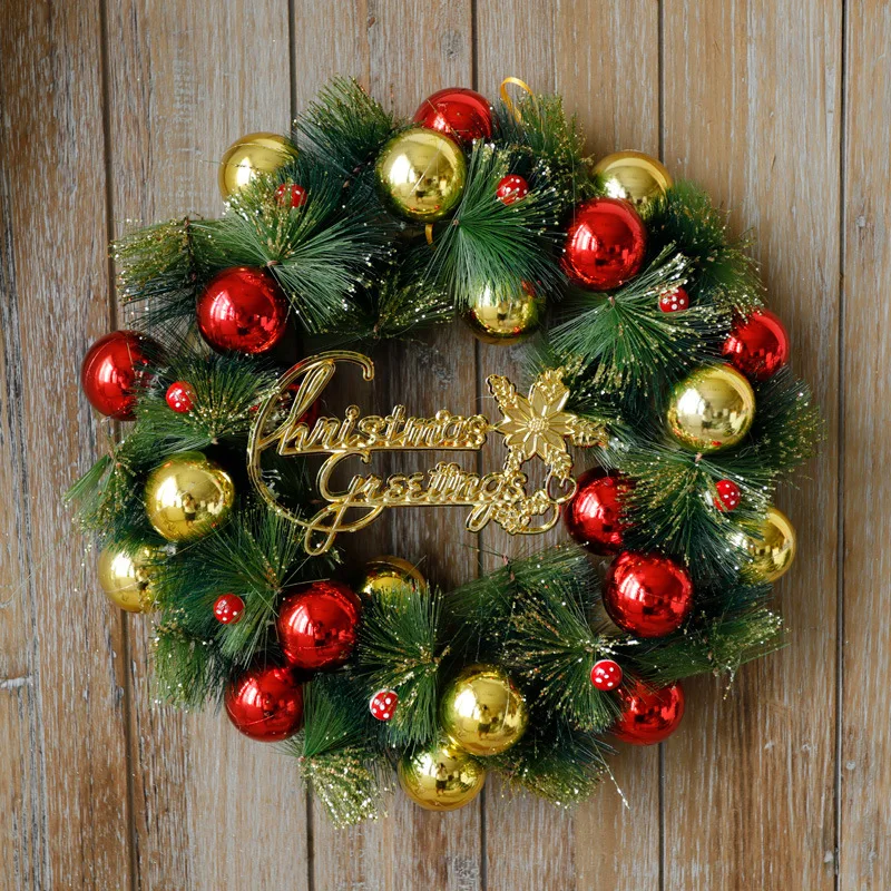 Рождественская игольчатая гирлянда 40 см в виде красных фруктов и сосны настенная