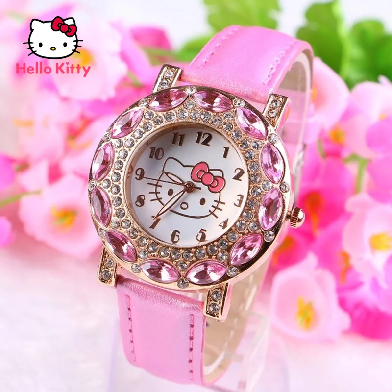 

Hello Kitty Kids Watch Cartoon Cute Girl School Students Fashion Belt Waterproof Quartz Clock Watches Wrist Watch for Female