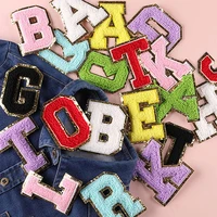 1pc chenille letter 3 inch large varsity initial iron in the patch alphabet appliques for clothing bags diy accessories