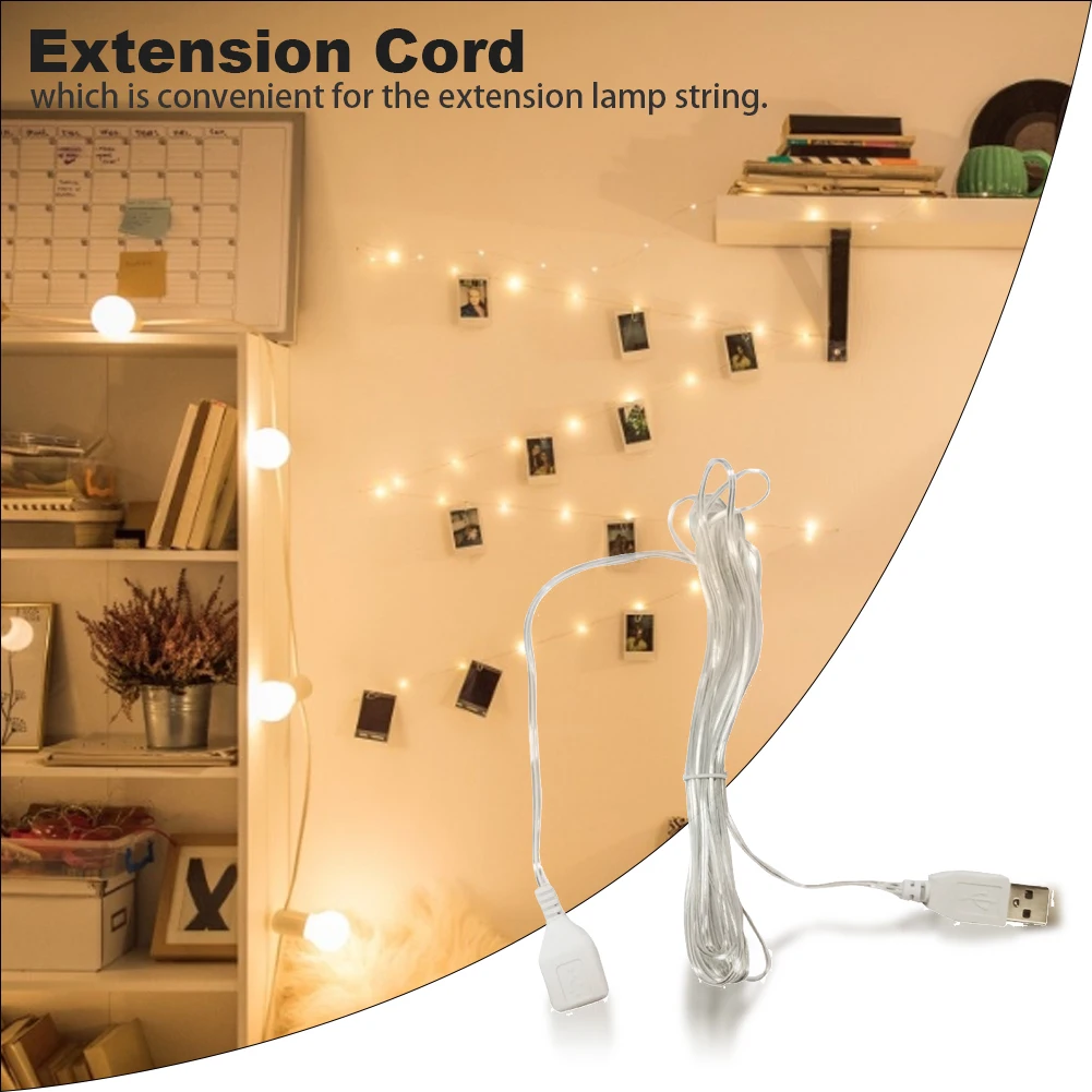 

With Switch Safe Practical Replacement Parts Durable USB Port Portable Lamp Cord Transparent Extension Cable Indoor Professional