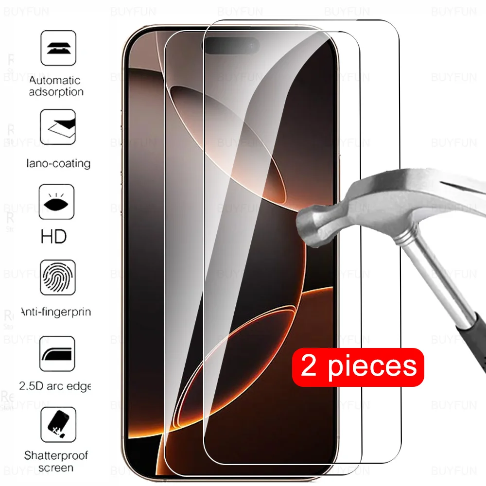 2 шт. 9H премиум стекло для iPhone 16 Pro Max 15 14 Plus защита экрана из закаленного стекла Ifone