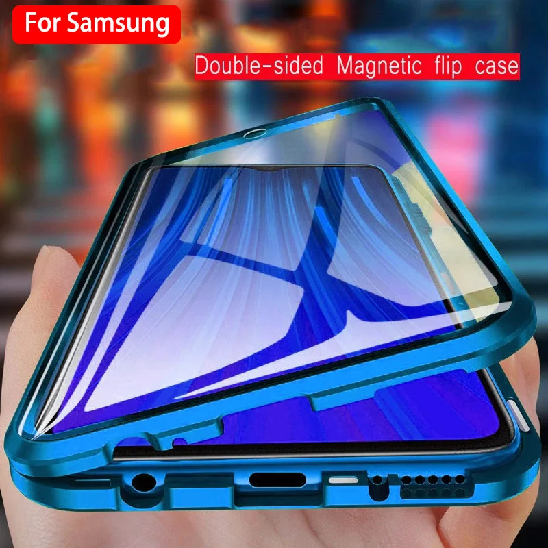 

New Double Sided Magnetic Metal Case For Samsung Galaxy S21 Plus Ultra A72 A52 A32 A12 A11 A50 A70 A71 A51 M51 M31 M21 Cover
