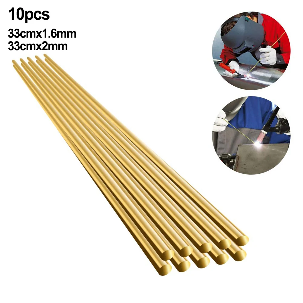 

10pcs Brass Welding Wire Pure Brass Round Rod Solid Bar Tool Metal Dia 2-30mm Electrode Diy33cmx1.6/2mm