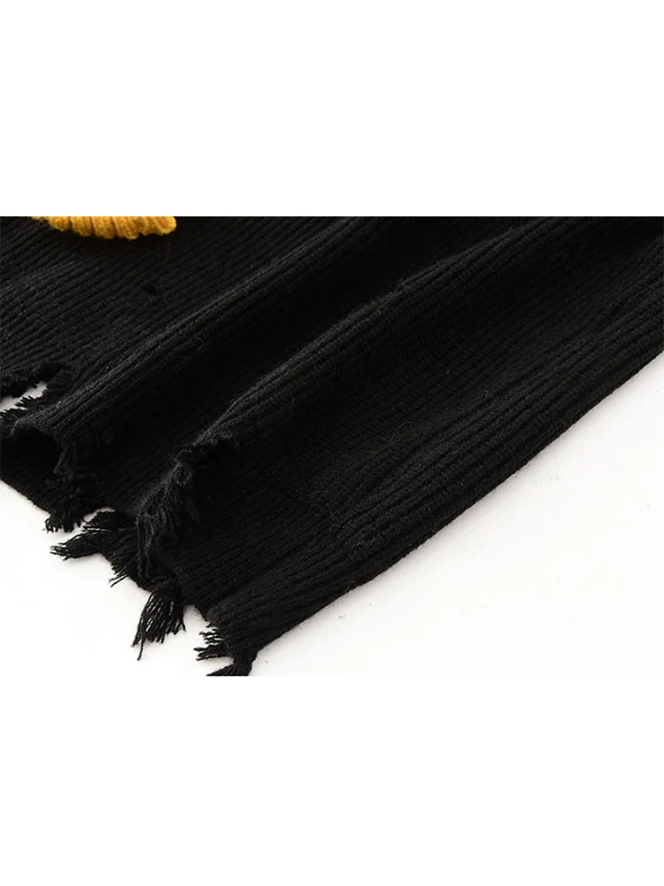 Женский винтажный свитер необычный Повседневный зимний свободный женский