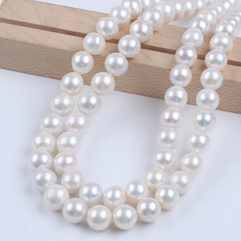В наличии круглый жемчуг Эдисона 10-12 мм белый натуральный пресноводный ожерелье