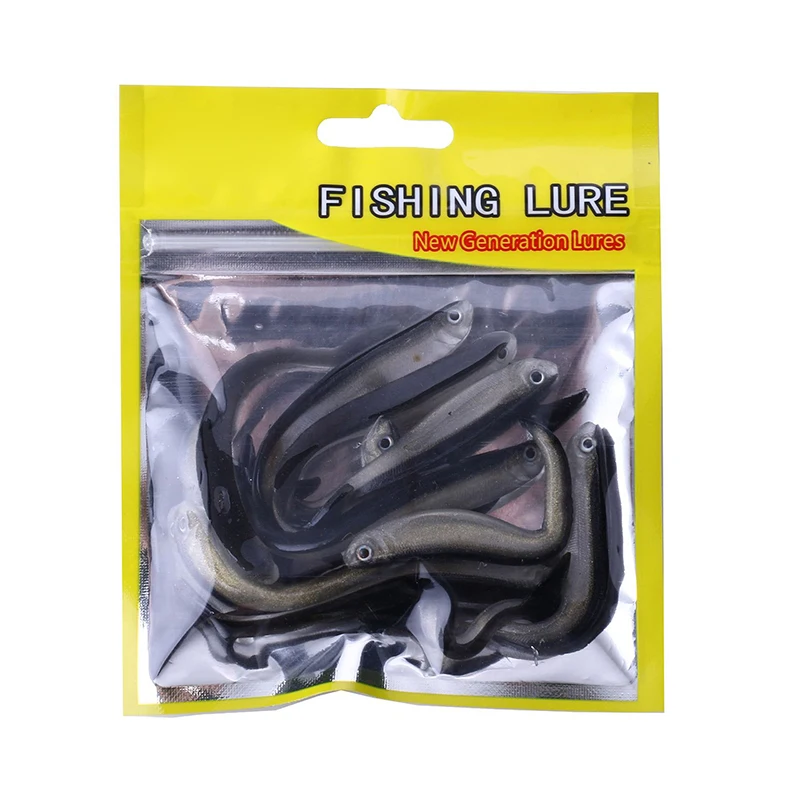 10 шт. мягкая приманка для рыбы силиконовая серебряная Tiddler Drop Shot резиновая окуня