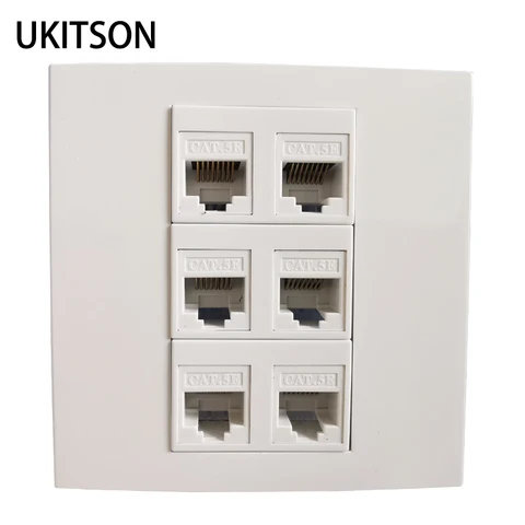 UKITSON 6-портовая сетевая розетка RJ45 5e белая