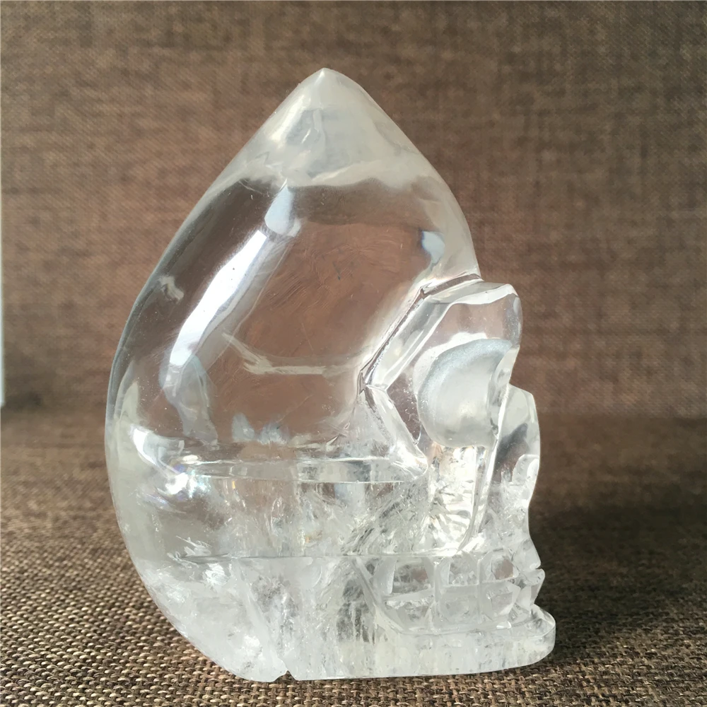 Healing Crystal Rainbow Skull Quartz Sclpture Reiki Cranium Energy Chakra Wicca Gem Stone Home  Decoration Craft