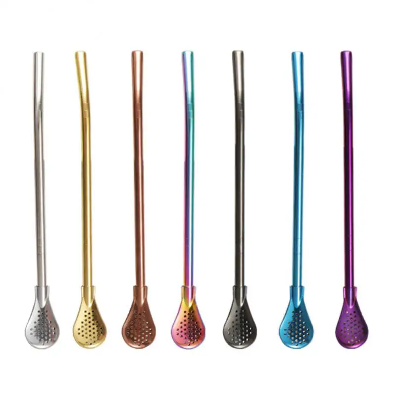 

2/4/5PCS 304 Stainless Steel Detachable Stirring Spoon High Guality Pipette Scoop Milk Tea Coffee Drinking Straw Drinking Tool