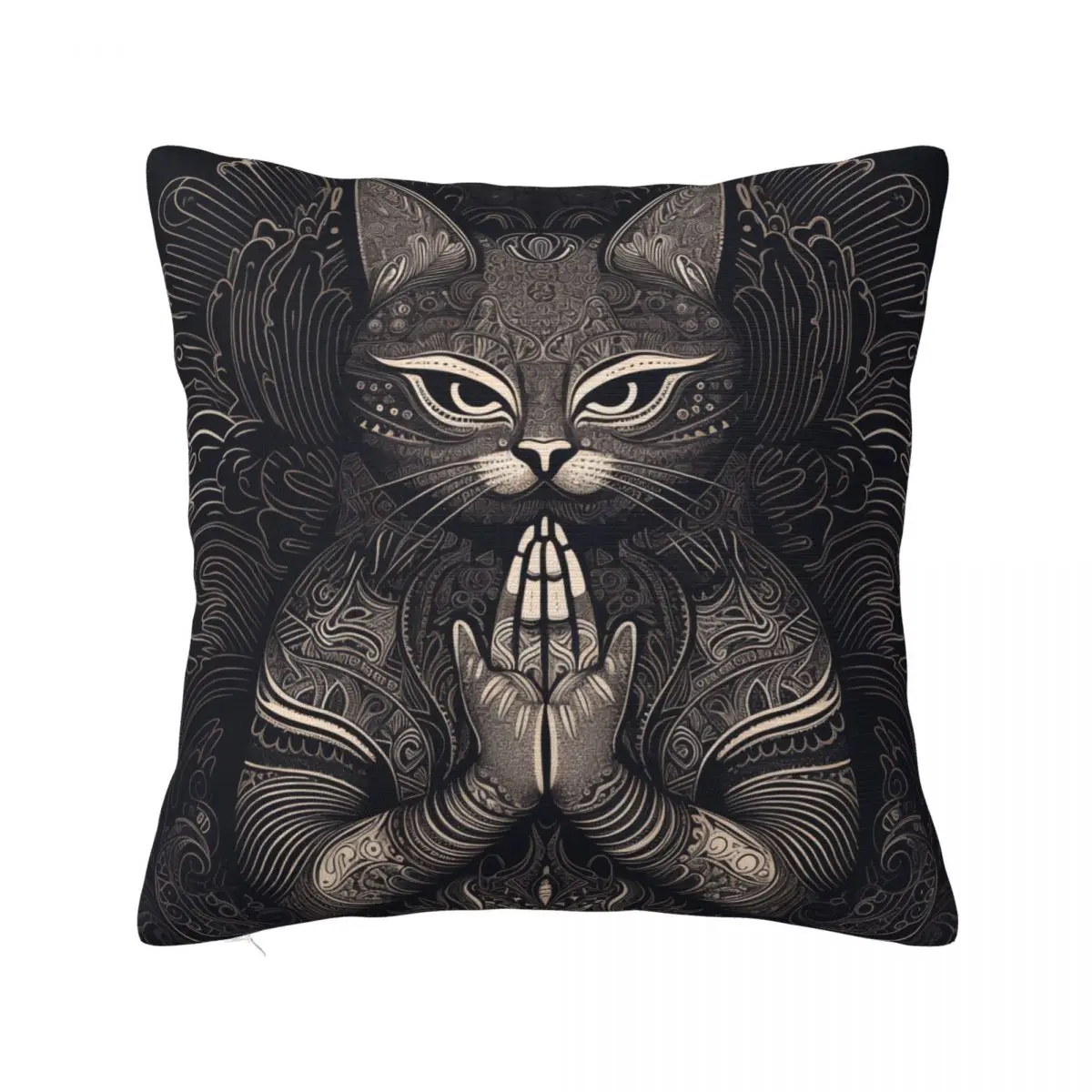 

Cat Pillow Case Intricate Lines Car Zipper Pillowcase Summer Cute Polyester Cover