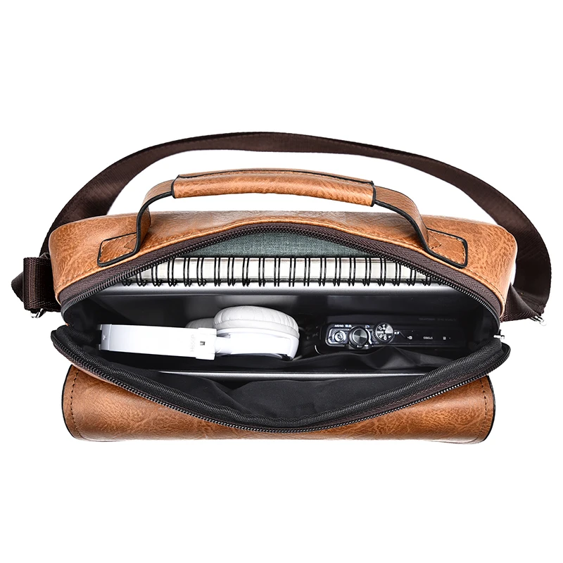 Casual Men's Bag PU Leather Shoulder Bags Men Boy Briefcase Handbags Laptop Luxury Designer Briefcases Office Business Tote