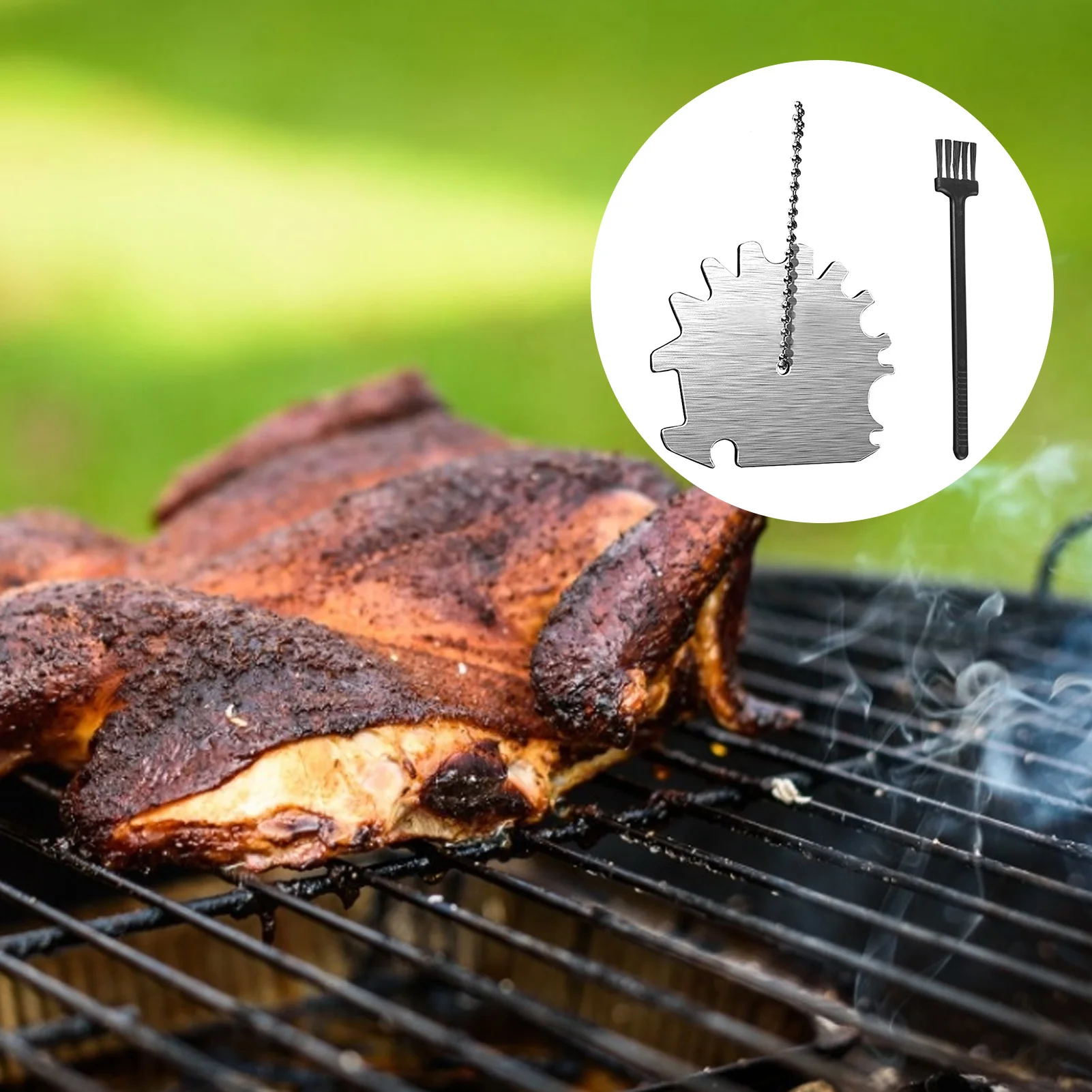 

Grill Scraper Tool BBQ Cleaner Fits Any Grilling Grate or Griddle Stainless Steel Barbecue Brush Extended Handle with Opener