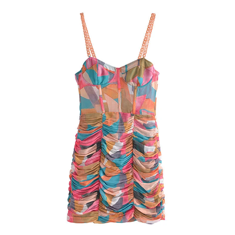 

Женское мини-платье на бретелях-спагетти, без рукавов