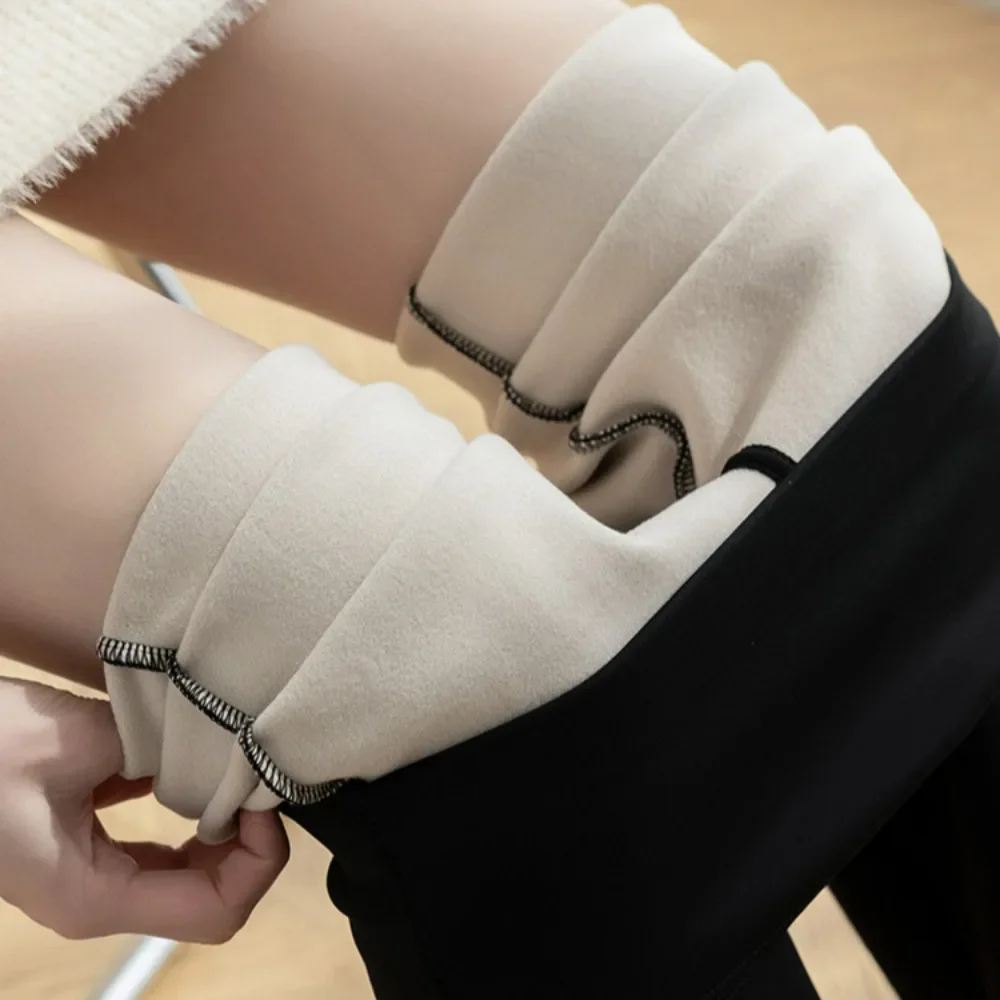 Женские бархатные брюки с высокой талией черные повседневные бесшовные