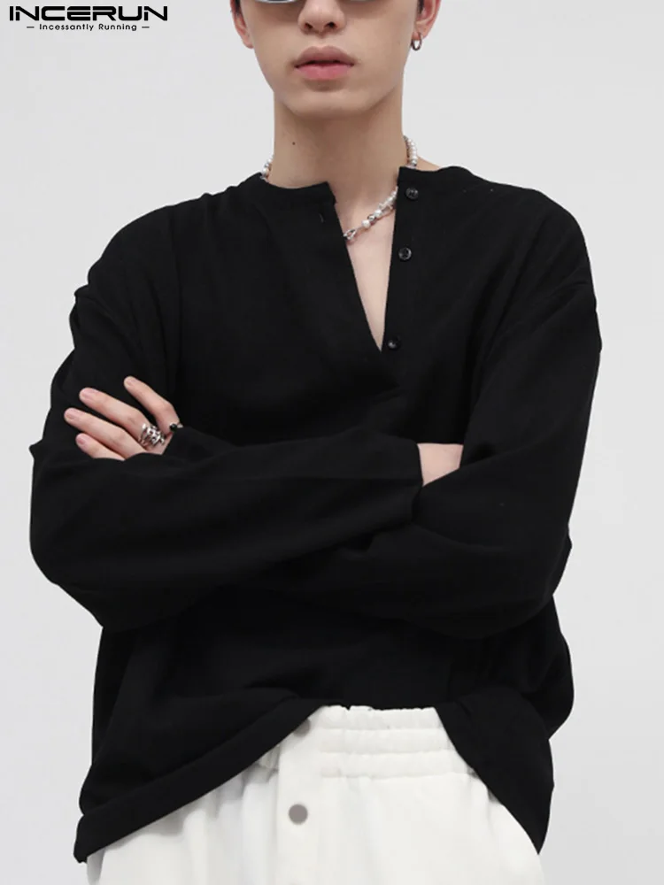 

Handsome Well Fitting New Men Camiseta Male All-match Simple Tees Loose Casual Long Sleeve Top T-Shirts S-5XL INCERUN Tops 2022